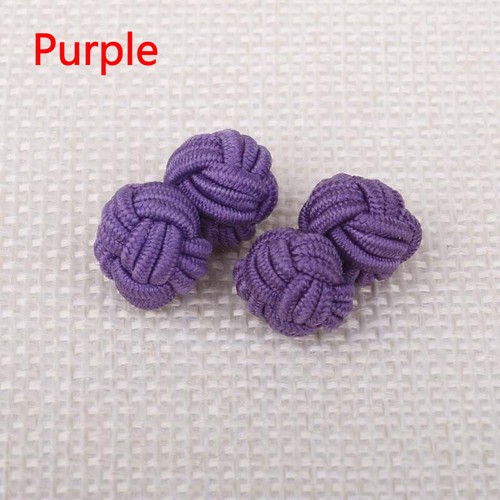 NEW Plain Men Woman Silk Cuff Knots Elastic Round Pair Knot Shirt Cufflinks Gift - Picture 6 of 27
