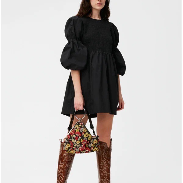GANNI BLACK COTTON POPLIN SMOCK MINI DRESS, Size 0 | eBay