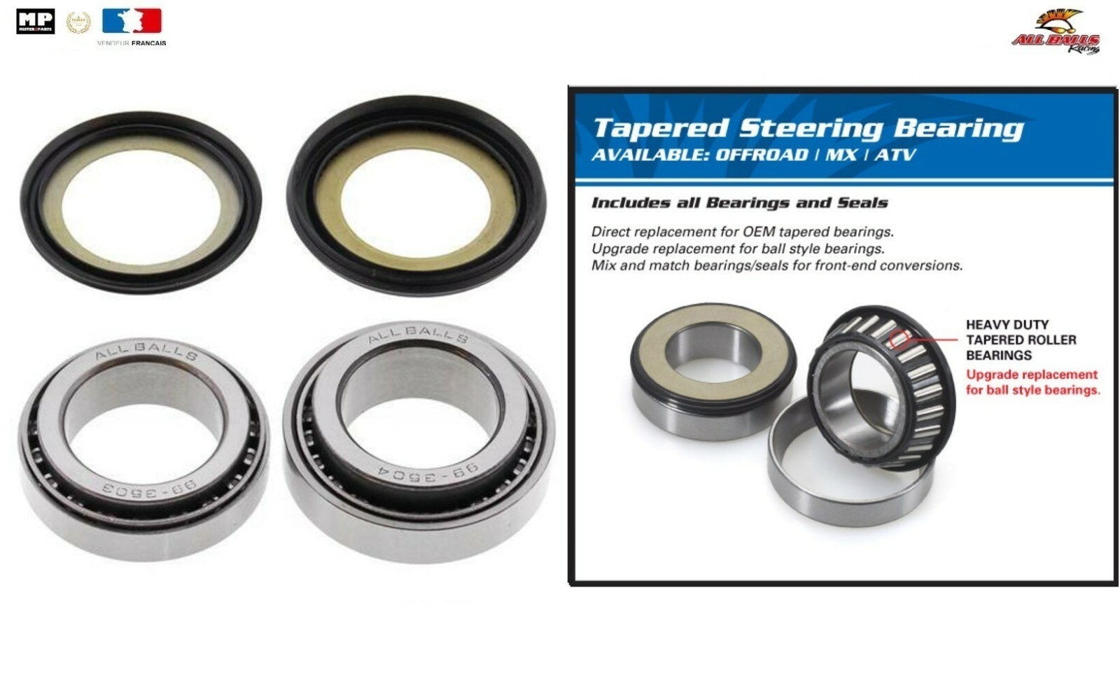 Supprimer jeu direction Kawasaki EX 500 A avec ce kit roulements