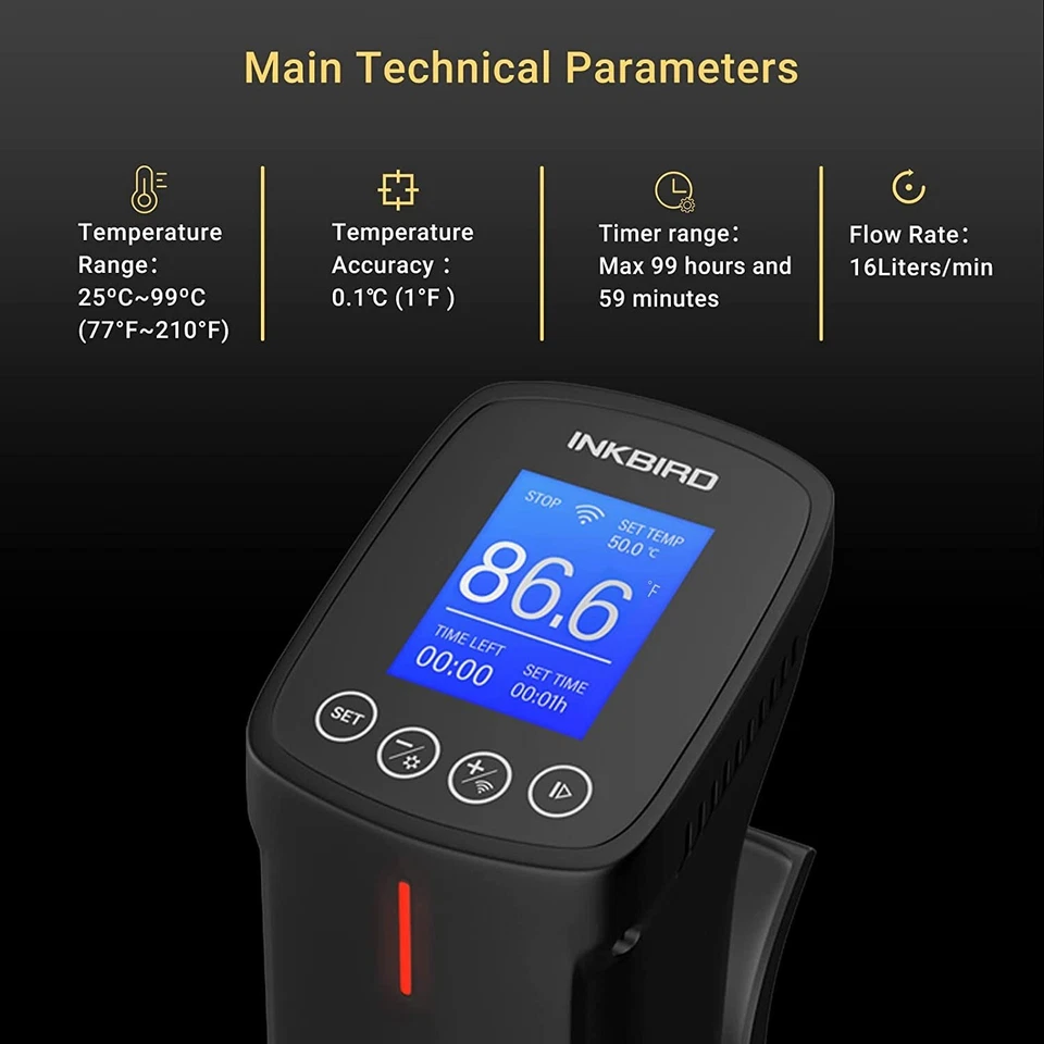 INKBIRD Sous Vide Precision Cooker WiFi Vacuum Sealer Machine Food Saver Storage - Image 3 of 4