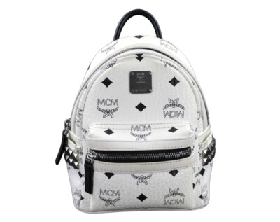 MCM Rucksack Tasche STARK weiß schwarz silber Damen MINI