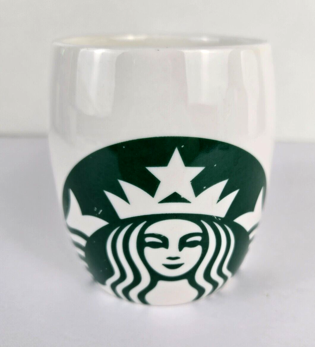 STARBUCKS 2010 Mermaid Siren Logo White Ceramic Barrel Coffee Mug 14 oz.