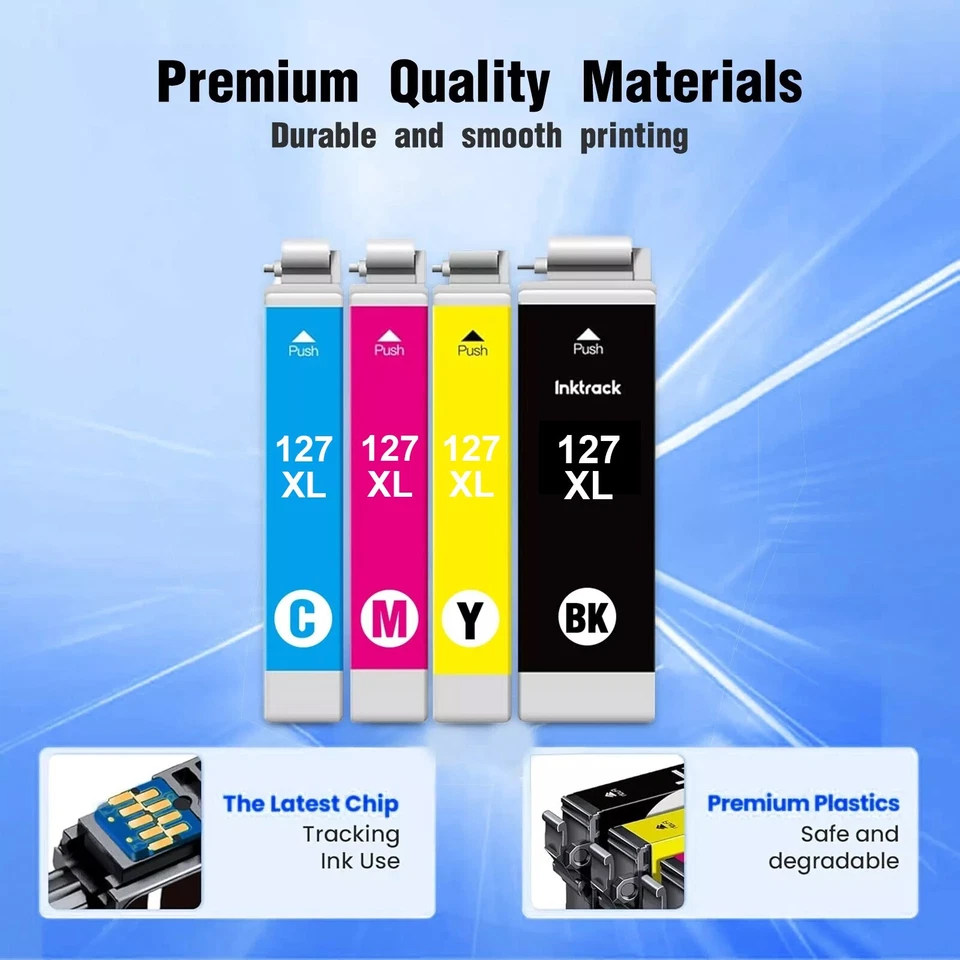 Cartucho de tinta de substituição 4PK T127 127XL para Epson 127 WF-3520 WF-3530 WF-3540 - Imagem 4 de 4