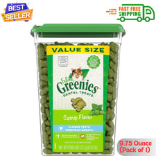 Greenies Feline Adult Natural Dental Care Cat Treats, Catnip Flavor, 9.75 oz Tub