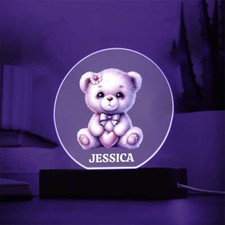 Baby Girl Teddy Bear Night light, Girls Room Nightlight