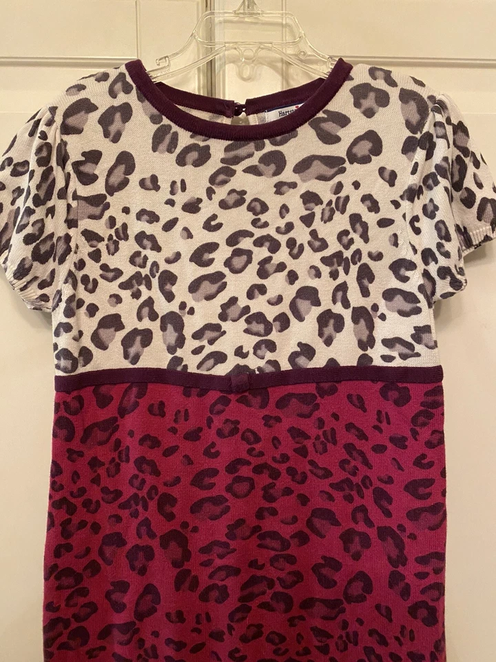 Vestido Suéter Hartstrings Talla 7-8 Ciruela Estampado Animal Manga Corta Volantes Rosa Foto 2 de 4