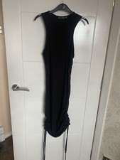 Plt size 10 black ruched side racer dress ribbed 