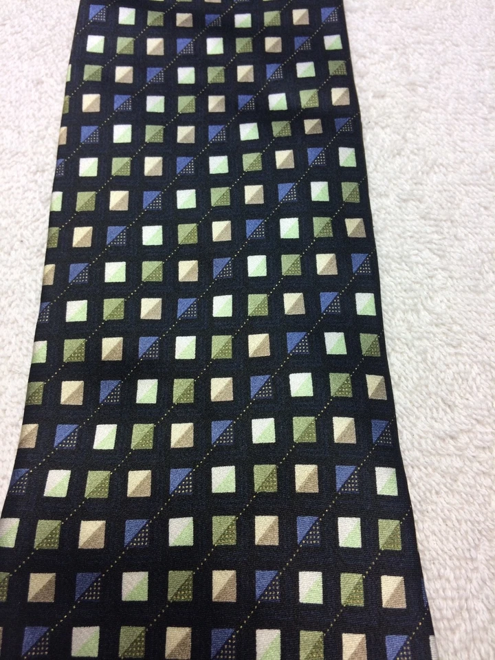 KILBURNE AND FINCH MENS TIE BLACK GREEN BLUE BIEGE GOLD 3.75 X 61  - Image 3 of 4