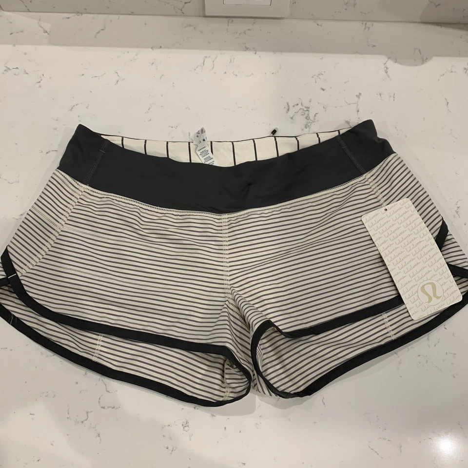 NWT Lululemon Hyperstripe Angel Wing Soot Light Reflective Speed Shorts Sz 8 - Image 3 of 4