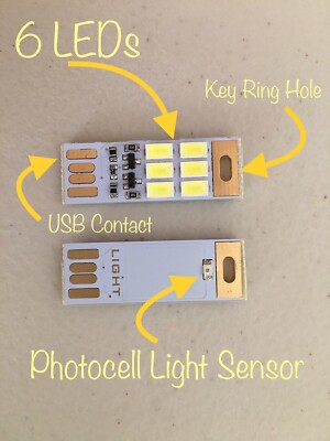 Usb Plug Photocell USB Light 6 LED - Cool White with PHOTOCELL Light Sensor CA USA Accept ...