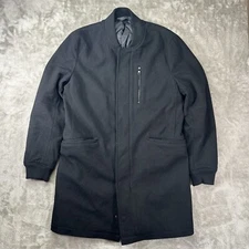 Zara Mens Long Wool Coat Black Mens US Large Jacket Trench Overcoat