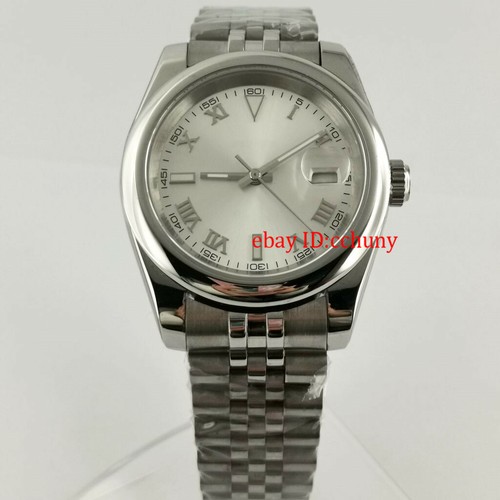 Reloj de pulsera automático pulido 39 mm esfera de plata estéril romana vidrio zafiro - Imagen 5 de 7