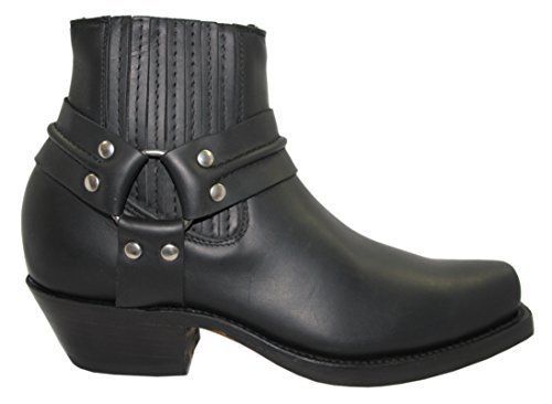 Arnés Grinders Lo Negro Unisex Western Real Motociclista Tobillo Clásico Botas de Cuero - Imagen 9 de 10