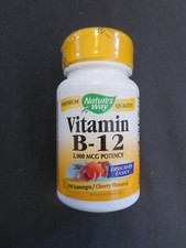 Nature's Way Premium Quality Vitamin B-12 2000 MCG Potency 100 Lozenges Cherry