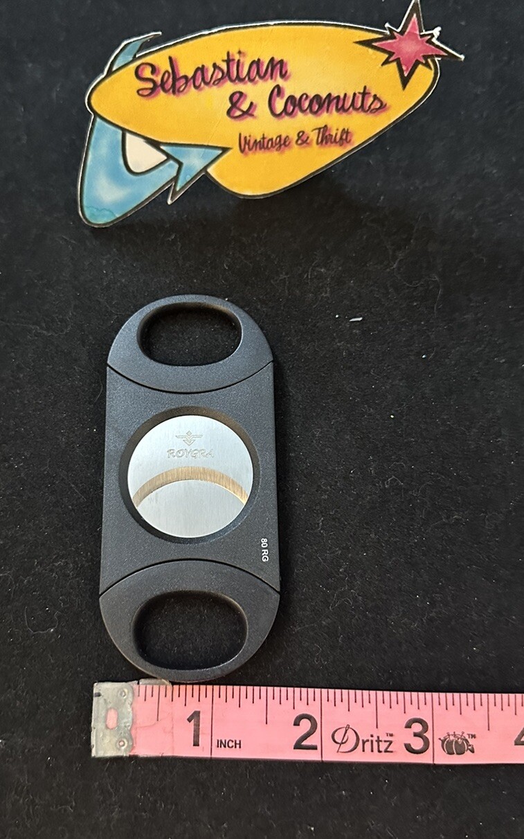 Lot of 2 Roygra Black Plastic Cigar Cutter Snips Stainless Steel Double Blade