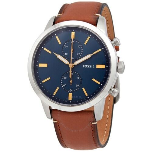FOSSIL Townsman Chronograph Blue Dial Men's Watch w/Brown Leather Strap (FS5279)