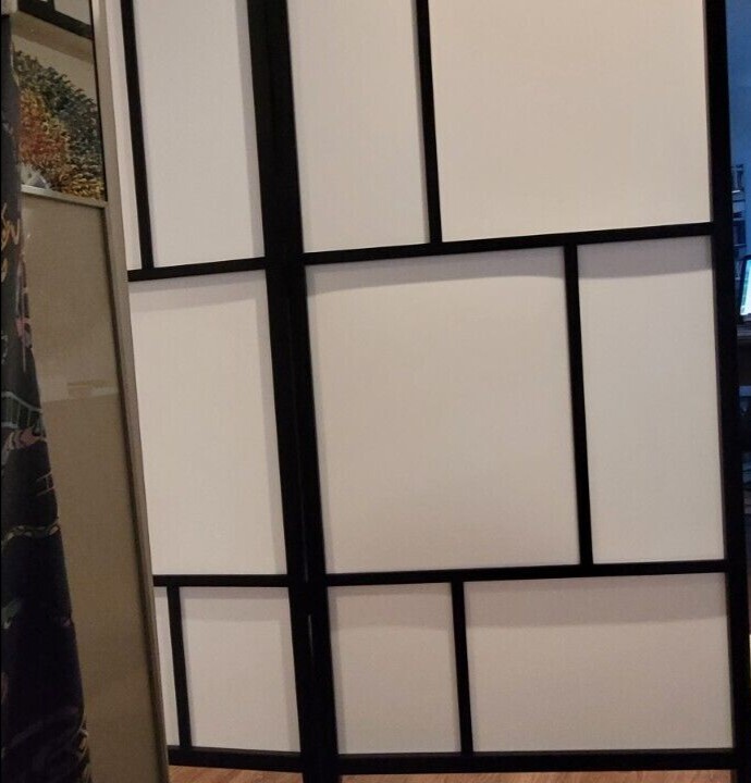 IKEA RISÖR Room divider, white/black, 216x185 cm eBay