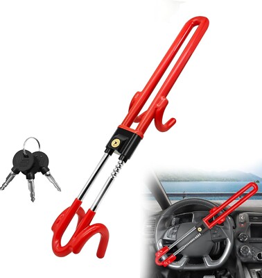 Twin Hooks Steering Wheel Lock Anti Theft Car Device Adjustable Length Car Lock