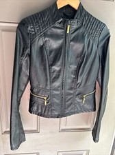 Therapy Women’s Black Full Zip Waist Length Faux Leather Jacket Size M