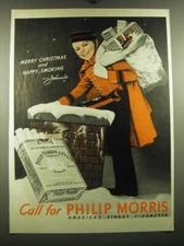 1938 Philip Morris Cigarettes Ad - Merry Christmas and Happy Smoking - Johnnie