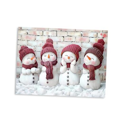 Christmas Snowman Canvas Wall Art - 4 Cute Cartoon 12