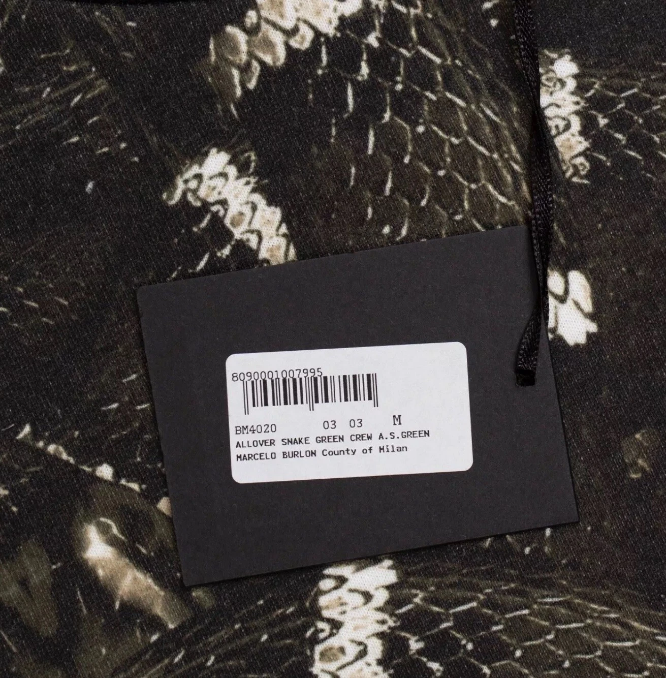 Maglione girocollo uomo Marcelo Burlon contea di Milano verde serpente nuovo con etichette