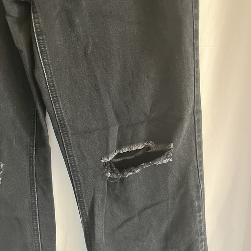 Jeans denim nero YMI junior taglia 9 vita alta gamba larga hipster punk grunge tagliente - Foto 4 di 8