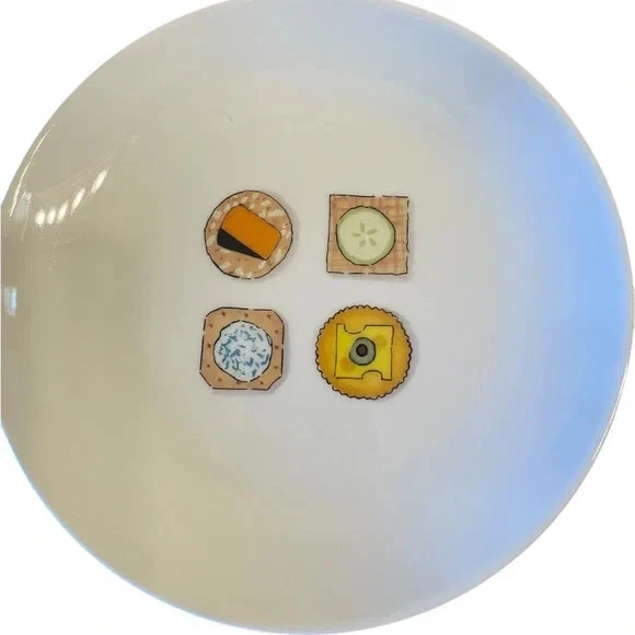 Vintage 4 Wine & Cheese Appetizer Snack 6.5" Plates Boston Trading 2001 - Image 4 of 4