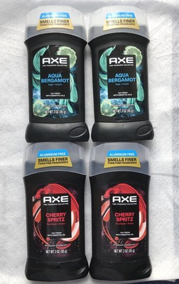 Axe Deodorant 4 Pack Aqua Bergamot & Cherry Spritz  3oz, Each, Aluminum Free