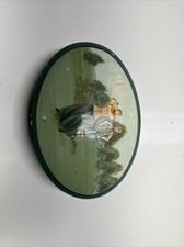 Toyo Trading Co. Trinket Box Hand Painted Golf Scene, Oval 7" Long Detached Lid