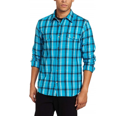 Hurley CARRIER Cyan Blue Plaid L/S 