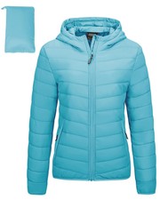 Women's Packable Lightweight Full-zip Puffer Jacket With Hood Quilted Winter ...