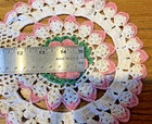 Doilies Lot - 5 pcs Raised Pink Roses Crochet Table Runners  Handmade Vintage-D1 — photo 3