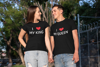 T-Shirt Partner Look Line King Queen - Set Per Coppie (Uomo Nero, Taglia M) - 3