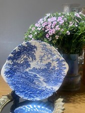 Echt Handgravur Ridgway Eisenstein Wiesenweg Platzteller Blaue Weide 