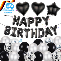Luftballons Schwarz Silber Geburtstag Dekoration - 37 StüCke Happy Birthday Foli