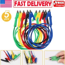 New 5PCS Alligator Clips Test Leads 3.3 ft/1m 15A Wire Cable Electrical Testing