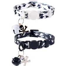 2 Pack Halloween Cat Collar with Bell Breakaway Adjustable for Kitty