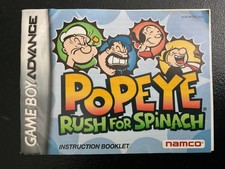 Popeye Rush For Spinach GameBoy Advance GBA Instruction Manual Only