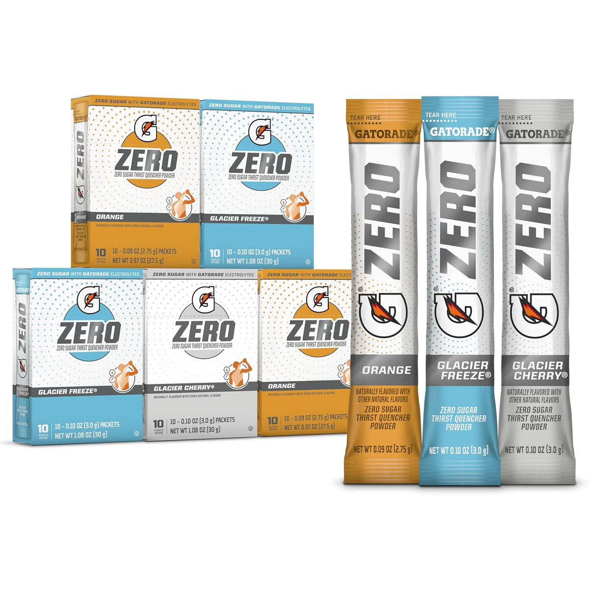 G Zero Powder, Glacier Cherry Variety Pack, 0.10Oz Individual