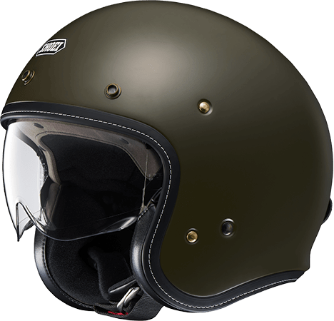 SHOEI J・O Plus Moss Green Ducktail Shape Open Face Helmet Size L Made in Japan - Picture 1 of 5