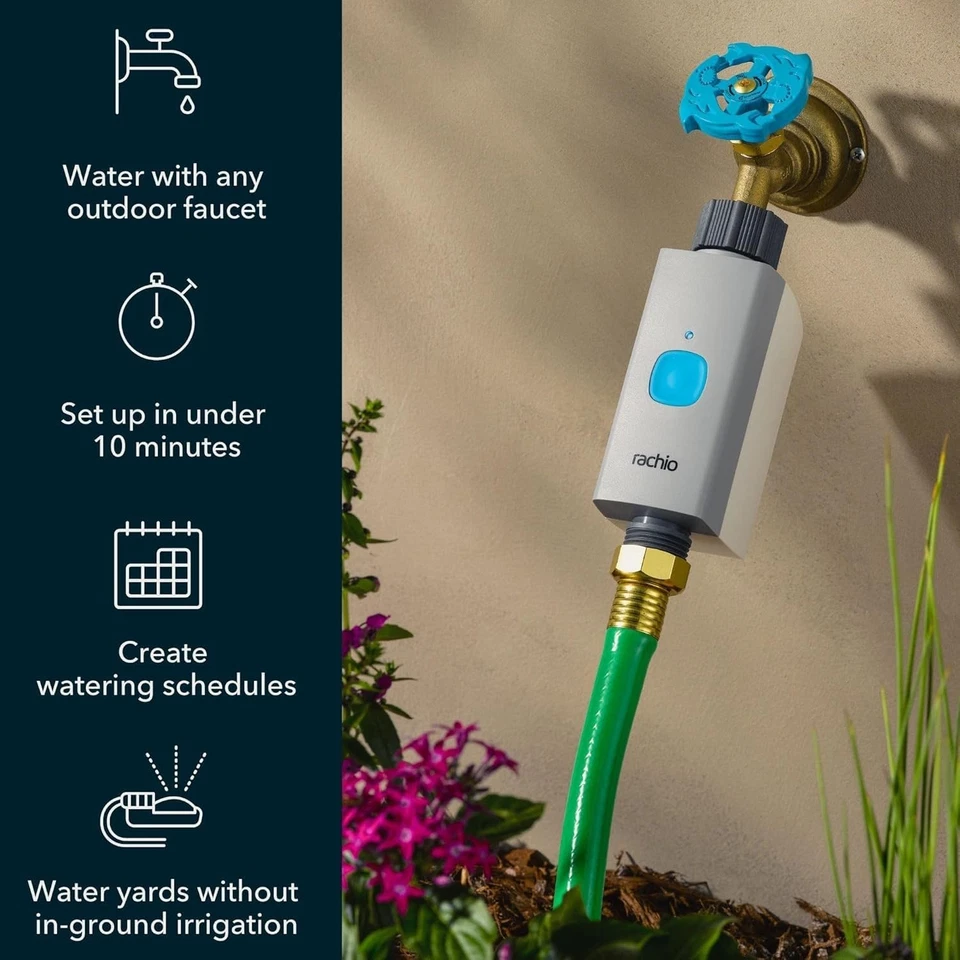 Rachio 2pk Smart Hose Timer SHVK-V01001 Wifi App Controlled Outdoor Faucet Gray - Image 3 of 4