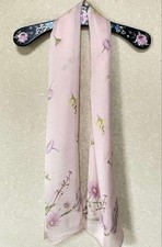 Salvatore Ferragamo Silk Scarf Pink Floral Spring Long Stole 60" Made in Italy