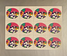 Vintage 1989 Lisa Frank Stickers Cows Sunglasses Palm Trees - Sticker Sheet S112