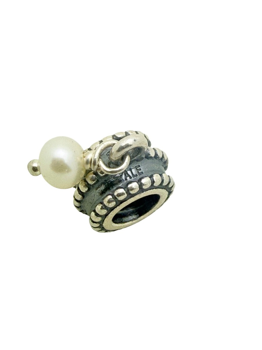 Pandora 925 ALE Sterling Silver White Pearl Beveled Dangle Charm View 3