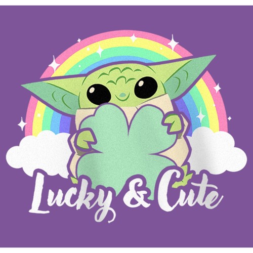 Girl's Star Wars: The Mandalorian Grogu St. Patrick's Day Rainbow Lucky and Cute - Picture 2 of 12
