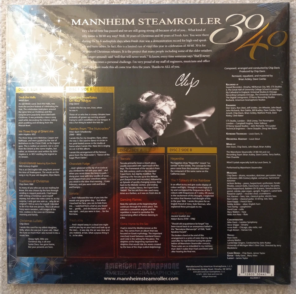 MANNHEIM STEAMROLLER thirty/forty AG-3044-1 classical SEALED X-MAS 2xLP - Image 2 of 2