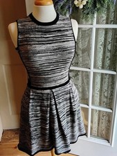 W118 by Walter Baker Black White Striped Knit Fit Flare Dress Sleeveless S