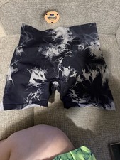 NEW Tie  Dye High Waist Scrunch Butt Athletic Gym Shorts in  Gray