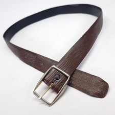Lizard Print Leather Belt 32 Reversible Dress Brown Black Vtg